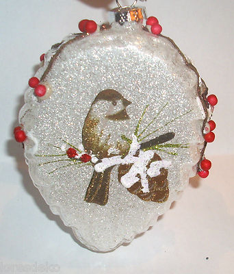  Christbaumschmuck - Glas - Vogel an Pinienzapfen - Hänger - Goodwill
