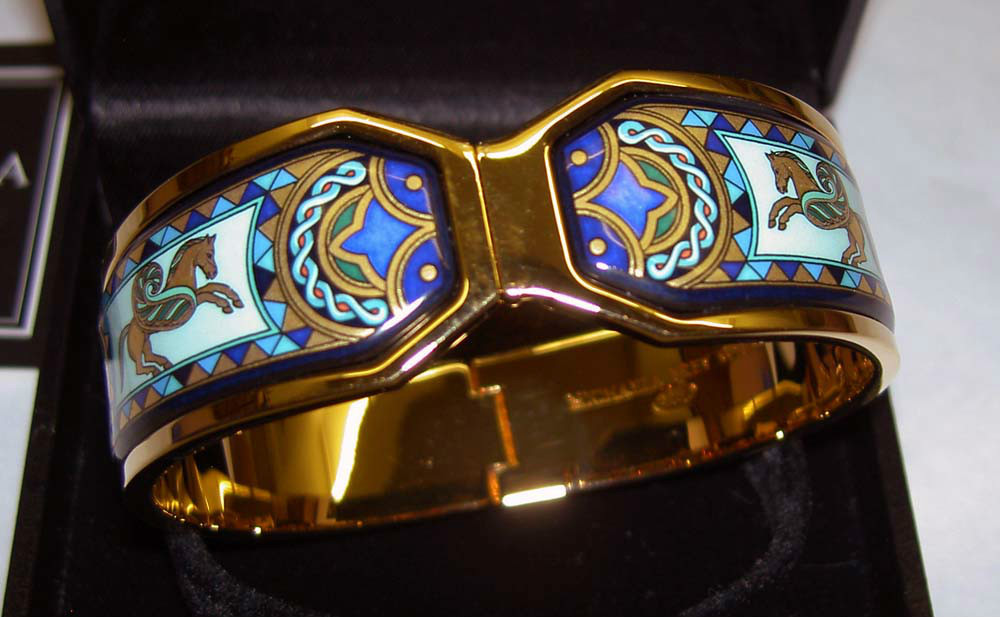 【美品】MICHAELA FREY バングル エマイユ ゴールド Vintage Michaela Frey Wien 24KGold Plated Enamel Wide Bangle