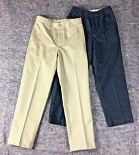 2 Boys Size 12 Lands End Chico Dress School Pants Tan Khaki Black