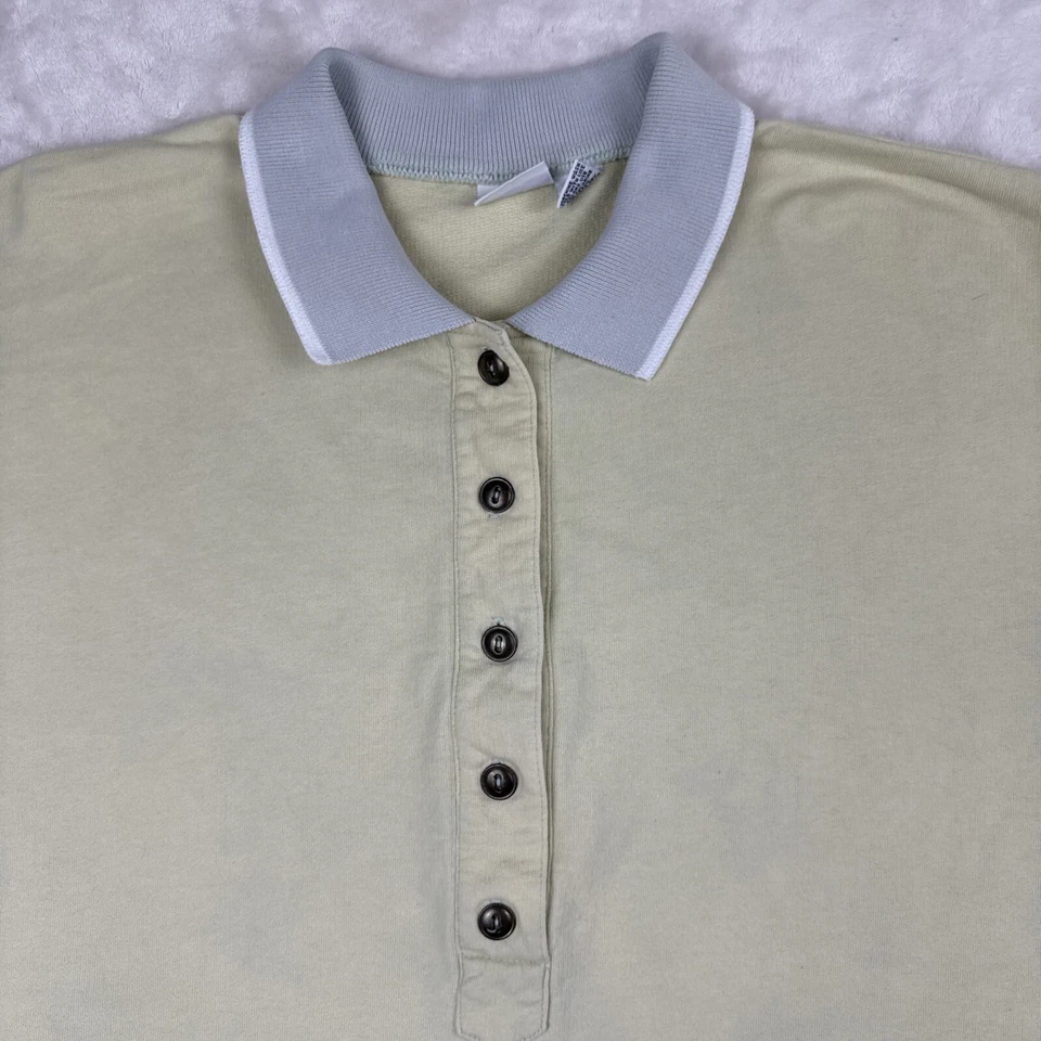 Polo de Rugby Cherokee de Colección Manga Larga para Hombre XL Cuello Amarillo Henley Años 90 Y2K Foto 2 de 4