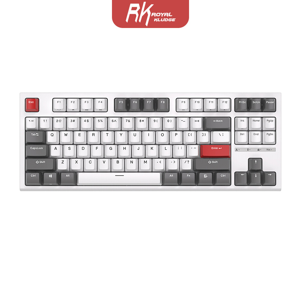Royal Kludge R87 RGB Mechanical Keyboard Hot Swappable Gaming Keyboard White-Red-image