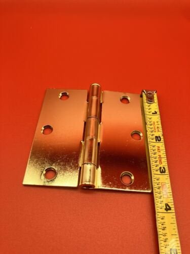 Lot Of 3 Polished Brass Hinges 3.5 x 3.5 x 1/4 Square Edges NO SCREWS - Picture 2 of 6