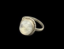 Vintage Sterling Silver Moonstone Ring Simple Band Size 6