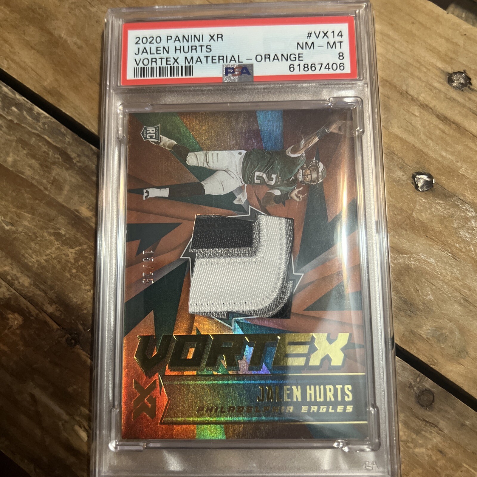 Jalen Hurts Panini XR Vortex Materials #VX14 Orange