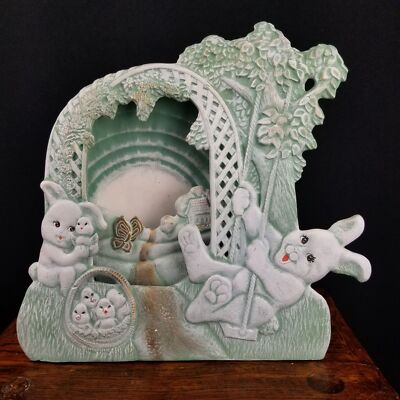 Rabbit Night Light Lamp Swinging Chickens Basket 1988 Tampa Bay Mold