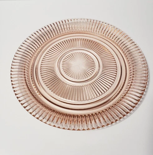 VTG Queen Mary Pink Plate 12" Depression Glass Anchor Hocking 1936-1949