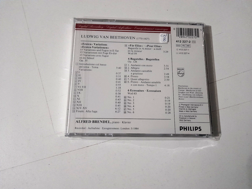 ALFRED BRENDEL "BEETHOVEN FUR ELISE EROICA-VARIATIONEN OP 35" CD 28 TRACKS COMO - Foto 2 di 2