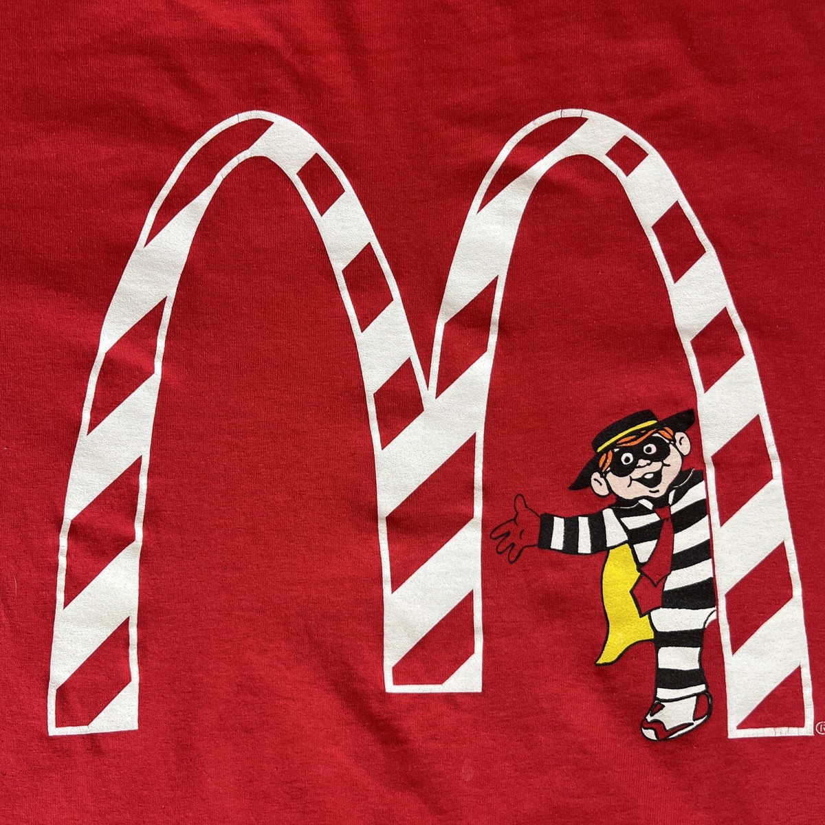 Hanes McDonald's マクドナルド ハンバーグラー Tシャツ USA Vintage McDonalds Hamburglar Shirt Men XL Red Hanes Candy Cane