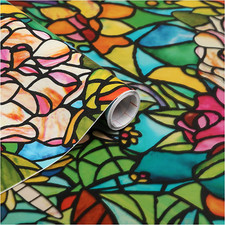 Window Film Stained Glass Self Adhesive Privacy Light Filter Cabinet Shower Door