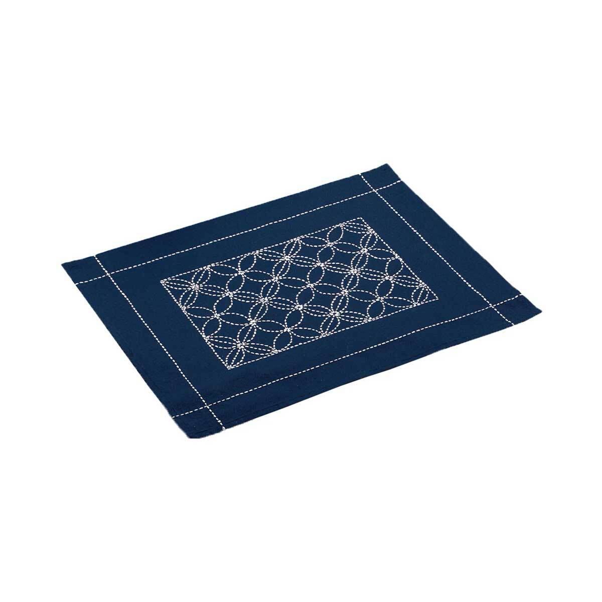 Olympus stamped Sashiko stitch kit ""Placemat"", 33x43cm, Original from Japan