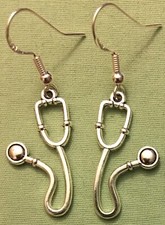 STETHOSCOPE EARRINGS - Pewter with SS Ear Wires MEDICAL NURSE DOCTOR 2