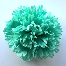 3.5" Cyan Teal Blue-Green Carnation Silk Flower Hair Clip Pin-Up Clip-On