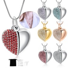 Heart Crystal Urn Necklace for Ashes Cremation Jewelry Memorial Keepsake Pendant