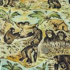 2Y+ Lot Michael Miller Monkey Business Novelty Print Fabric Quilt Cotton Animals
