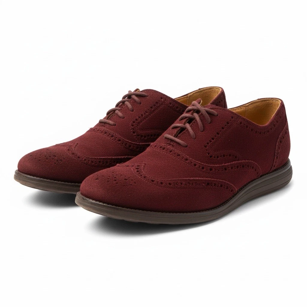 Cole Haan Burgundy LunarGrand Wingtip Derby with Red Sole, Size 14 Vintage Cole Haan Full Wingtip Brogues Burgundy Leather Size  main image 4