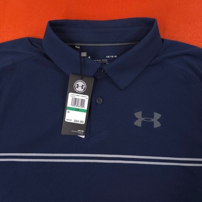 NWT Under Armour UA Tech Loose Men's Large Golf Activewear Blue w/Gray Striped