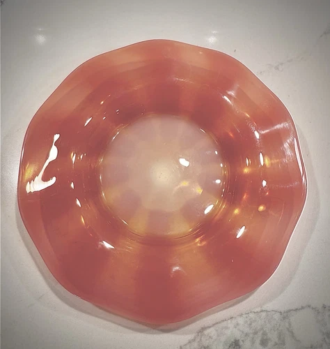 Oriental Poppy Art Glass Desert Plate In The Steuben Style