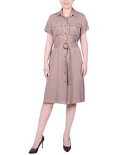 NY Collection Womens Short Sleeve Utility Style Dress Portabella Size PXL NWT