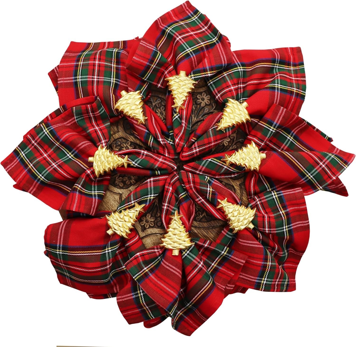 Christmas Tartan Plaid Napkins -12 Pack 100% Cotton Cloth Napkins - Xmas Holiday