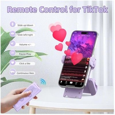 Purple Bluetooth Remote Control for Tiktok & E-Book