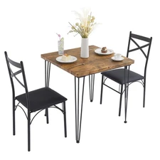 3-Piece Dining Table Set for Home Kitchen Small Space Breakfast Nook, 2 Faux ...