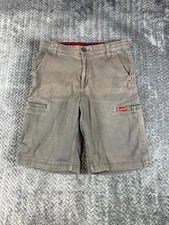 Levis Cargo Shorts Boys 16R Gray Flat Front Utility Pockets Cotton Stretch Logo