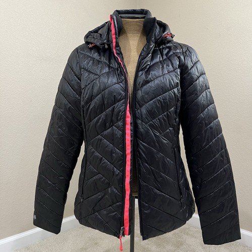 Tek Gear Warm Tek Hooded Quilted Puffer Jacket Coat Black Women’s Size Large - Picture 2 of 22