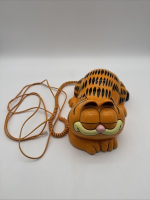 Vintage 80's Tyco Garfield Landline Telephone Eyes Open and Close Tested Working