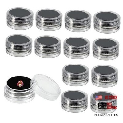 Giantree 12 Pcs Small Loose Diamond Gemstone Display Box, Round Jewelry Black