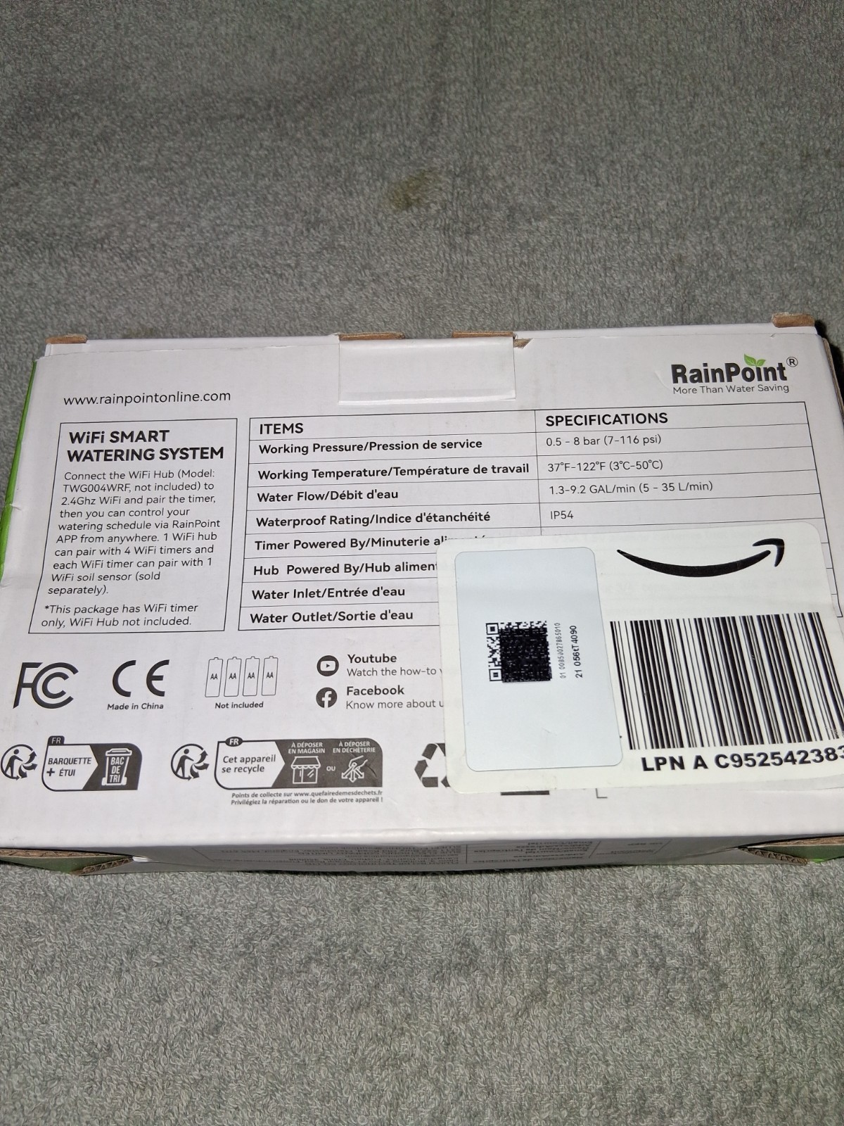 RainPoint Single 1-Zone WiFi 2.4GHz TTV103WRF Sprinkler Smart Water Timer NEW