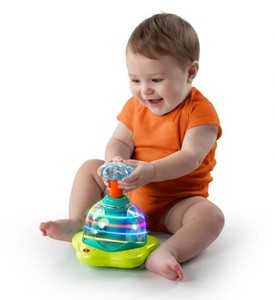 Bright Starts Press & Glow Spinner Baby Toy wLights and Sounds, For Ages 6 M+
