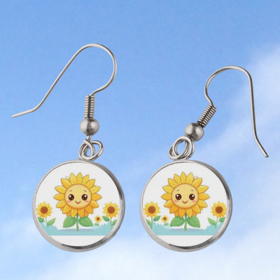Anime Sonnenblume handgefertigte Cabochon Ohrringe Weihnachten Strumpf Füller Z195