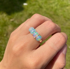 100% Natural Opal 14k Gold Natural Opal Ring: Ethiopian Gemstone Ring