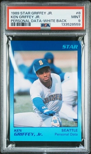 1989 Star Co Ken Griffey Jr #8 PSA 9 White Back Dark Light Blue RC