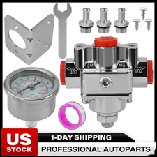 12-804 Adjustable Low Fuel Pressure Regulator with Gauge, Fits Holley Carburetor