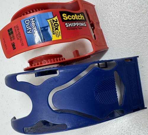 🍀 Scotch 3M Tape Dispenser Lot Red & Blue Packaging Shipping Tape Guns 🍀
