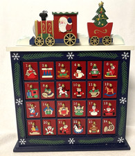 Vintage Kurt Adler 12" Wooden Train Scene Advent Calendar Complete Reusable