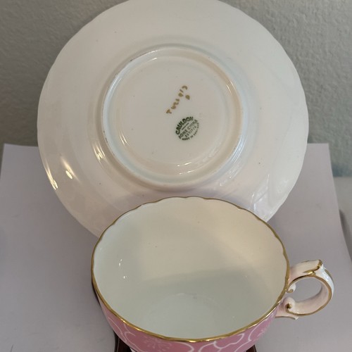 Vtg Cauldon Tea Cup Saucer Cherry Blossom Floral Bone China Teacup England Pink - Picture 9 of 14