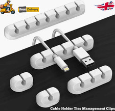 Cable Holder Ties Management Clips Tidy Lead Desk Charger Wire USB Organizer UK