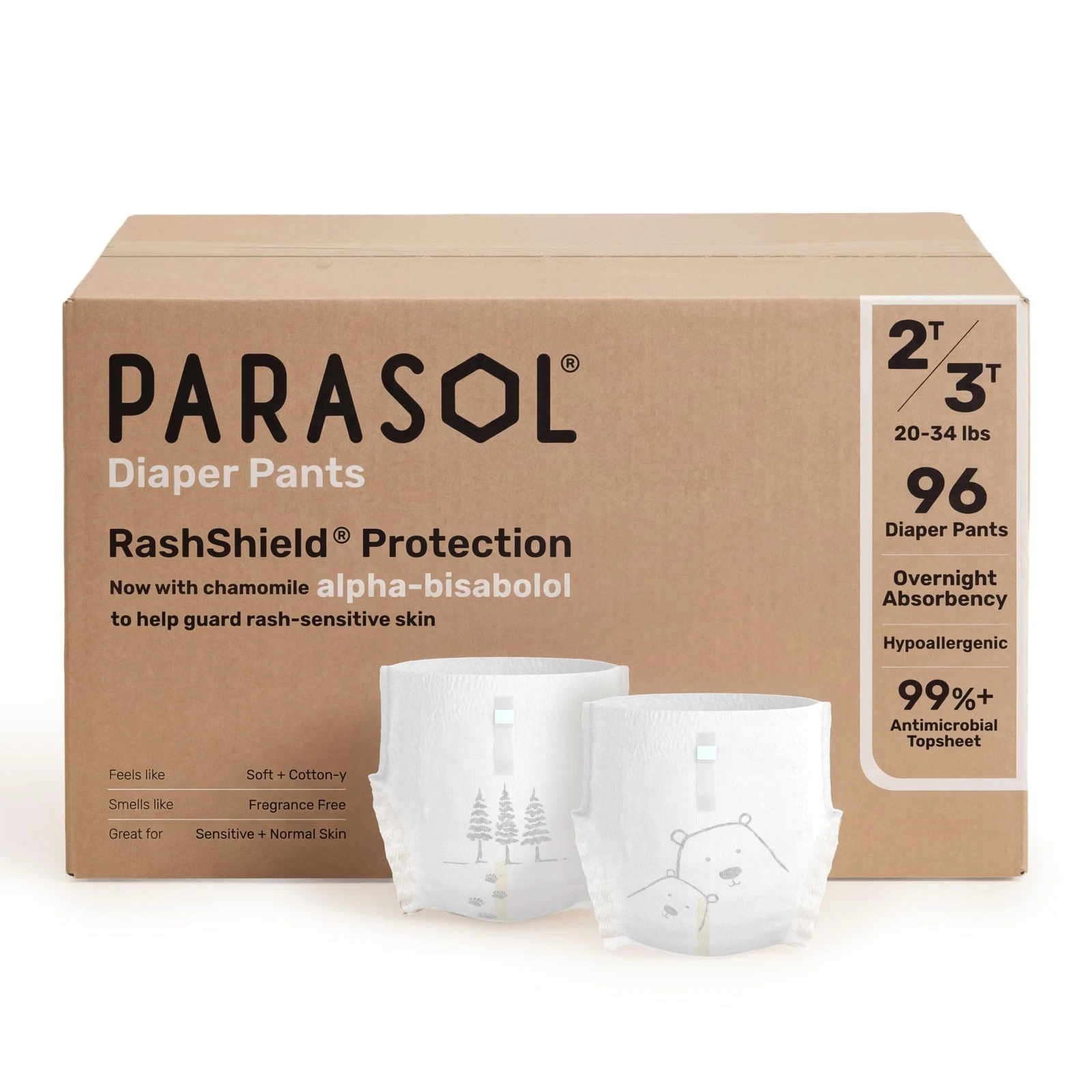 Parasol Chlorine Free Disposable Diaper Pants, Size 4 (96 Count), Born to Run