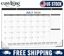 2026-2027 Desk Calendar - July 2026 - Dec 2027, 18 Months 17" x 12", black