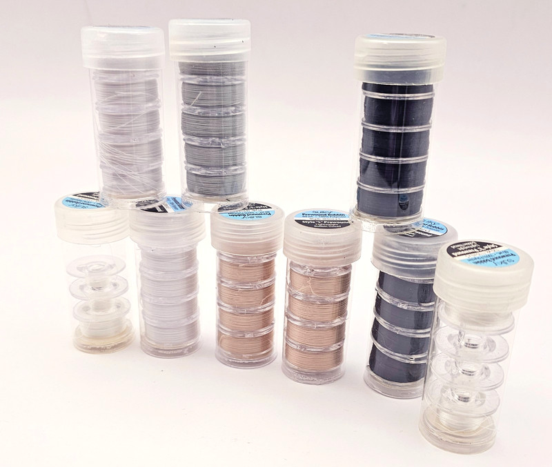 7+ Tubes Sulky Prewound Bobbins Style 'L' Polyester Thread White Black Ecru Gray