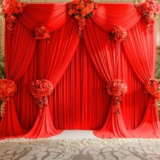 20ft x 15ft Red Free Backdrop Curtains for Wedding Party Backdrops Curtain Dr...