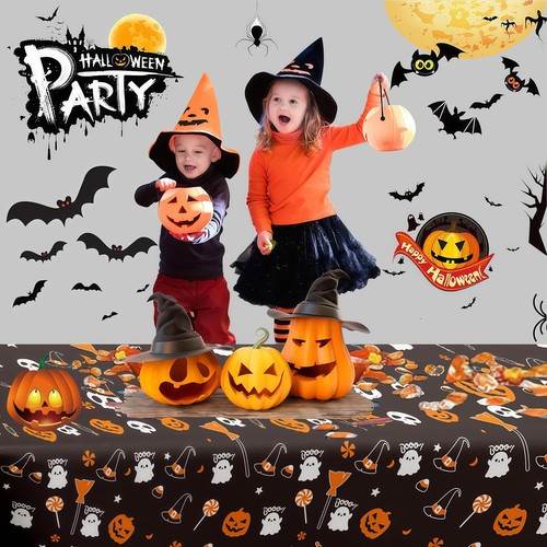 3 Pack Halloween Rectangular Table Cover Skeleton Pumpkin Tablecloths 54 X 72 In - Foto 4 di 36