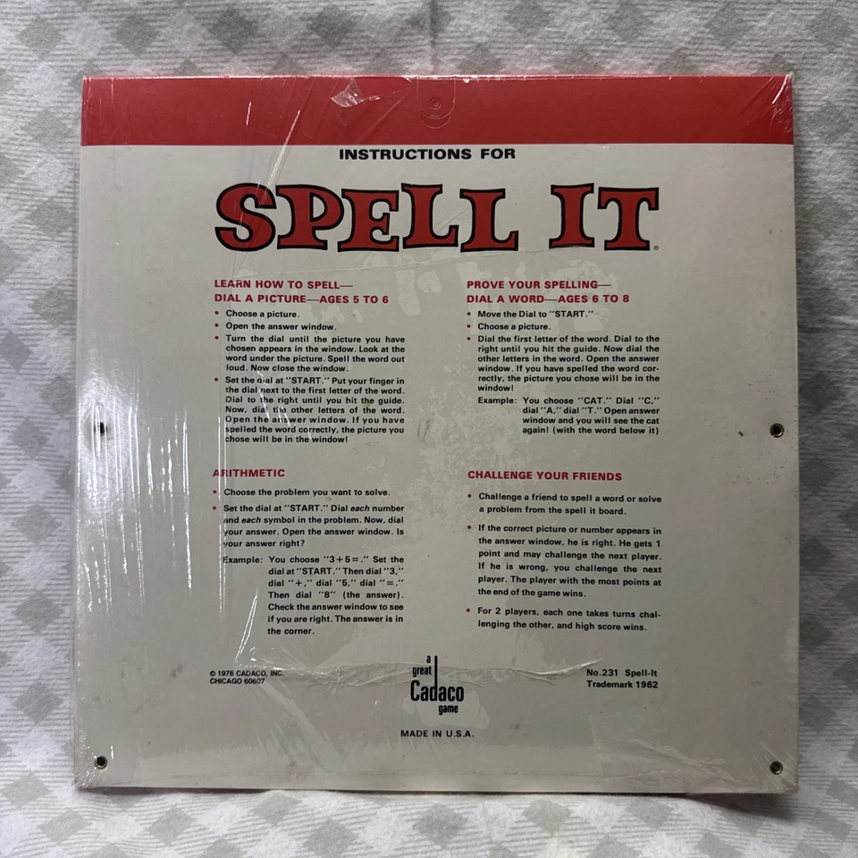 New Vintage 1976 Cadaco Spell It Educational Toy Game Alphabet Spelling Board - Image 2 of 2