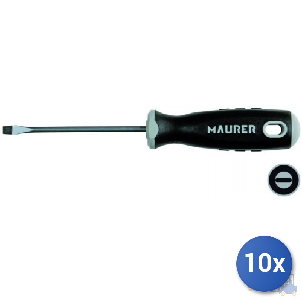 Set 10 Cacciaviti Maurer Plus Acciaio S2 4x100mm | Professionale Meccanica
