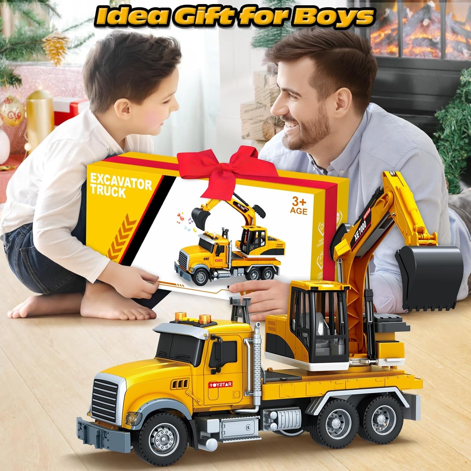 Kids Toys for 3 4 5 6 7 8 Years Old Boys, Large Excavator Truck Toy with Lights