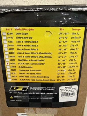 Design Engineering Inc DEI 50549 Black Floor & Tunnel Shield II  - 42'' x 48''