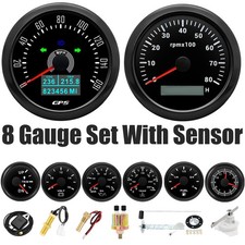 8 Gauge Set With Sensor 85mm Black Gps Speedometer 160mph Tacho Waterproof 8 Gauge Set With Sensor 85mm Black Gps Speedometer 160mph Tacho Waterproof