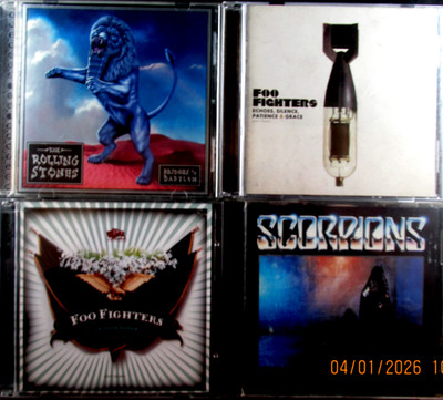 Lot of 4 Rock CD's - FOO FIGHTERS  ROLLING STONES  SCORPIONS TOTAL 5 DISCS